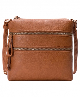 Multi Zip Pocket Crossbody Bag WU085 TAN